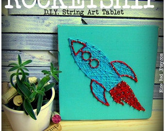 String Art Pattern - Rocketship - 10" x 4.5"