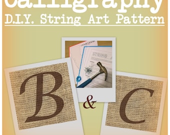 DIY Monogram String Art Pattern - Calligraphy B and C