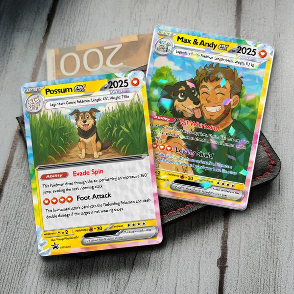 Personalized Pet Pokemon Card, Custom Your Pet as a Pokemon Card, Dog Portrait, Pet Lover Gift, Pet memorial, Pet Gift, Dog Gift, Cat Gift