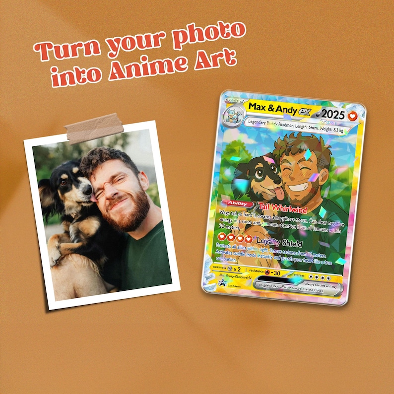 Personalisierte Haustier Pokemon Karte, Personalisierte Ihr Haustier als Pokemon Karte, Hunde Portrait, Tier Liebhaber Geschenk, Tier Gedenkstätte, Haustier Geschenk, Hunde Geschenk, Katzen Geschenk Bild 5