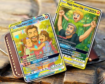 Personalized Father's Day Anime Card, Best Dad Wallet Card, New Dad Gift, Fathers Day Gift For Dad, Super Hero Dad Cards, Gift For Husband