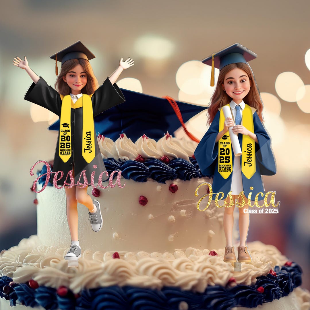 Personalized Graduation Cake Topper: Custom Face, Class of 2025 - Etsy