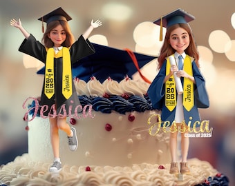 Personalized Graduation Cake Topper: Custom Face, Class of 2025