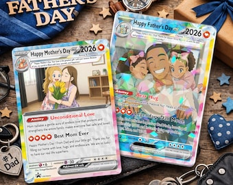 Personalized Father's Day Pokemon Card, Custom Birthday Photo Art Card, Wedding & Anniversary Photo to Holo Card, Gift For Dad, New Dad Gift