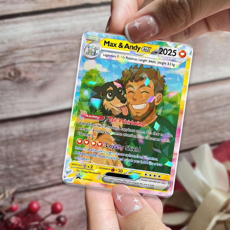Personalisierte Haustier Pokemon Karte, Personalisierte Ihr Haustier als Pokemon Karte, Hunde Portrait, Tier Liebhaber Geschenk, Tier Gedenkstätte, Haustier Geschenk, Hunde Geschenk, Katzen Geschenk Bild 8