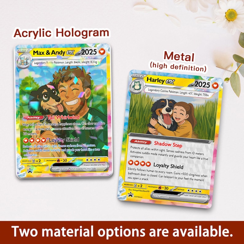 Personalisierte Haustier Pokemon Karte, Personalisierte Ihr Haustier als Pokemon Karte, Hunde Portrait, Tier Liebhaber Geschenk, Tier Gedenkstätte, Haustier Geschenk, Hunde Geschenk, Katzen Geschenk Bild 3