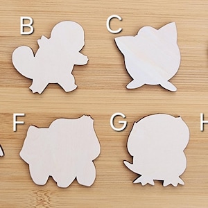 Unfinished wood Anime Creatures, Wooden cutout shape, Laser cut wood, Paintable craft cutouts