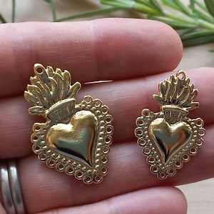 Detente Sagrado Corazón Colgantes Sagrado Corazon Vlammende harthanger Ex Votos Sagrado Corazon de Jesus vergulde harthangermedaille