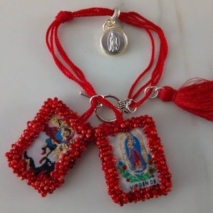 Erzengel Michael/Escapulario/Skapular Armband/Perlenarmband/Virgen de Guadalupe/Schutz Geschenk/Mexikanischen Schmuck/Escapulario Bordado