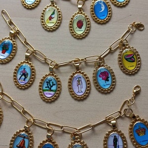 Bracelet carte Lotería mexicain Bracelet à breloques mexicain Bijoux Loteria Bijoux mexicains Bracelet Loteria