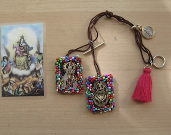 Virgen del Carmen/Scapular Bracelet/Our Lady of Mount Carmel/Virgen de Guadalupe/Escapulario Bordado/Escapulario/Religious Scapular/Catholic