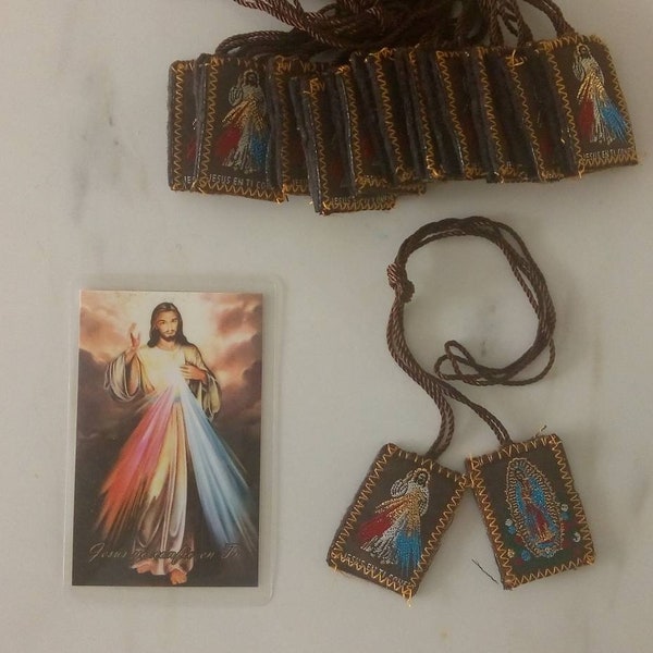 Set of 12/Divine Mercy Scapulars/Virgen de Guadalupe/Escapulario/Set of 6 Scapulars