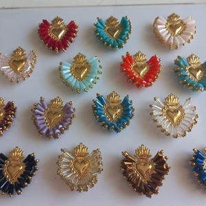 Handmade Sacred Heart Pendant Necklace: Czech Crystal Catholic Jewelry