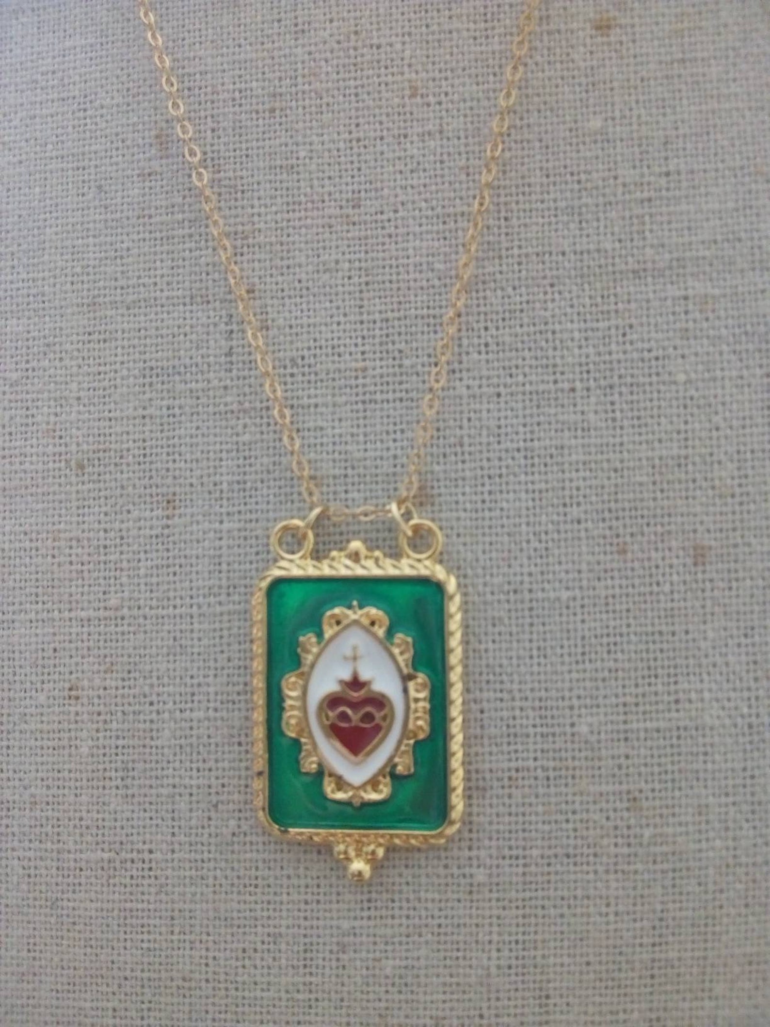 Sacred Heart Scapular Necklace/ex Votos/sagrado Corazon/heart - Etsy