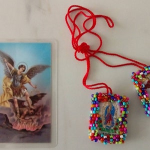 Saint Michael/San Miguel Arcangel/Escapulario/Scapular/Escapulario Bordado/Virgen de Guadalupe/Mother Mary/Decorated Scapular/Baptism Favor
