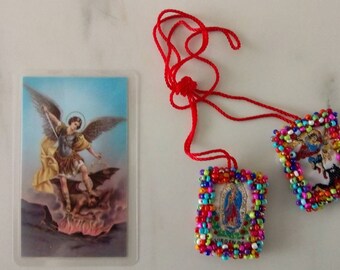 Saint Michael/San Miguel Arcangel/Escapulario/Scapular/Escapulario Bordado/Virgen de Guadalupe/Mother Mary/Decorated Scapular/Baptism Favor