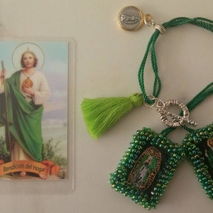 San Ijuda Tadeo/ Skapulier Armband/Virgen de Guadalupe/Mexikanische Armband/Grüne Armband/Katholische Geschenk/Religiöse Geschenk