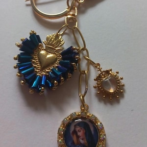 Adorno para llavero colgante de Santo Corazón Virgen de Guadalupe San Judas Tadeo San Benito Schoenstatt Nuestra Señora del Carmen Dolorosa Rosa Mística