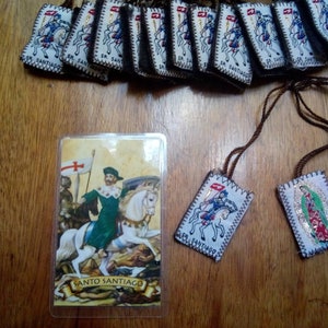 Juego de 12 ST. Santiago Santo Santiago Virgen de Guadalupe Escapularios Escapularios
