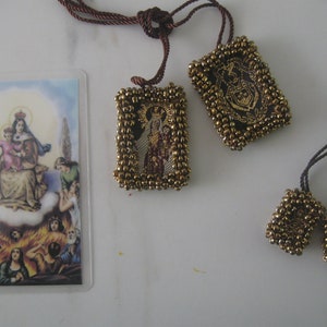 Virgen del Carmen/Escapulario Bordado/Virgen of Mount Carmel/Brown Scapular/Religious Gift/Catholic Bracelet/Saint Jewelry/Saint Bracelet