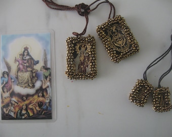 Virgen del Carmen/Escapulario Bordado/Virgen of Mount Carmel/Brown Scapular/Religious Gift/Catholic Bracelet/Saint Jewelry/Saint Bracelet