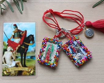 San Martin/Virgen de Guadalupe/Scapular Bracelet/Escapulario Bordado