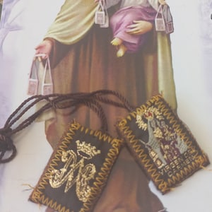 12-Piece Religious Scapular Set – Virgen Del Carmen, Handmade In Mexico