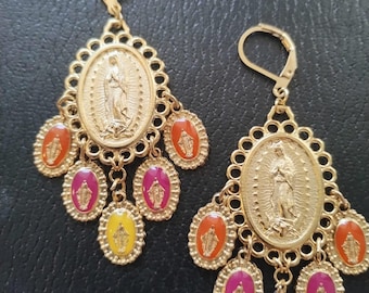 Aretes de la Virgen de Guadalupe/Santísima Madre/Virgen María/Nuestra Señora de Guadalupe/Aretes Mexicanos/Joyería Religiosa/Aretes de Guadalupe