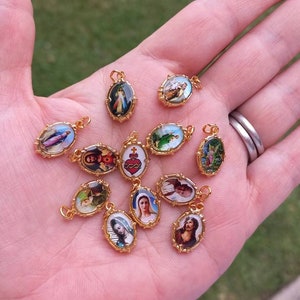Saint Pendants: Virgen Guadalupe, Miraculous Mary, Saint Jude - Religious Charms Set