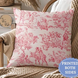 French Countryside Pillow Cover Red Toile De Jouy French Cottage Throw Pillow Cover Vintage Couch Pillow French Home Décor Country Living