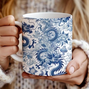 Blue Chinese Dragon Coffee Mug - Etsy