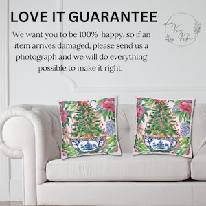 Funda de almohada navideña estilo chinoiserie, funda de almohada navideña, almohada con detalles florales en acuarela, regalo para el hogar, funda de almohada estilo chinoiserie imagen 6
