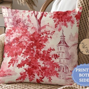 Red Toile Pillow Cover French Cottage Toile De Jouy French Countryside Throw Pillow Cover Couch Pillow French Home Décor Decorative Pillow