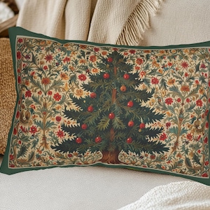 William Morris Christmas Pillow Housewarming Gift Holiday Lumbar Pillow Christmas Décor Gift Throw Pillow Christmas Tree Accent Pillow