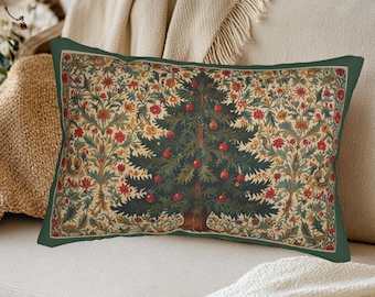 Almohada lumbar navideña de William Morris: decoración con acentos navideños