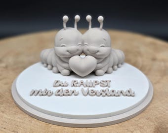 You're driving me crazy! | 3MF file | 2 caterpillar variations with & without heart | 3D print file | Gift for couples | DIY decoration