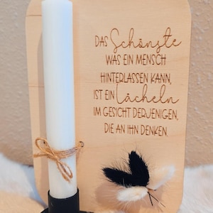 Trauer, Trauerkarte, Trauerkerze, Beileidskarte, Holzkarte mit Kerze, Kerzenhalter Trauer, Gedenk Kerze