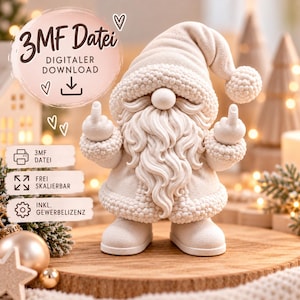 Mittelfinger Weihnachtsmann 3MF Datei | Lustige Weihnachtsdeko 3D Druck | Santa Wichtel | frei skalierbar | Gewerbelizenz inklusive