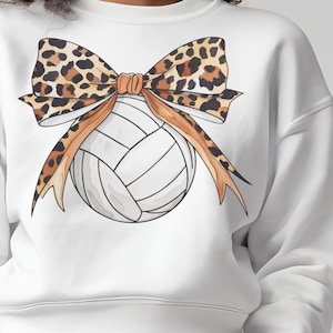 Leopard Retro Volleyball Bow PNG, Coquette Bow Volleyball PNG, Volleyball Mom PNG, Volleyball Season png, Coquette Volleyball png