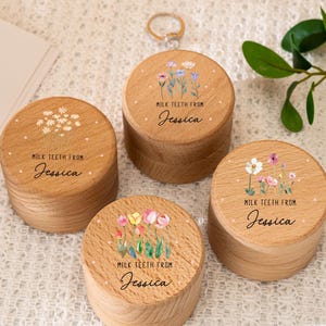 Caja para el primer diente, caja de madera con flores personalizadas, caja para dientes de niños y niñas, caja para el primer peinado, regalo para el primer bebé, cumpleaños infantil.
