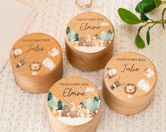 Engraved Tooth Fairy Box,Personalised Wooden Tooth Fairy Coin Box,Boy Girl Children Wooden Tooth Box Keepsakes,New Baby Shower Gifts for Her