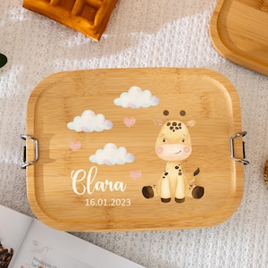 Personalised Metal and Wood Lunch Box With Bamboo Lid, Storage Container Eco Friendly, School Picnic Snack Box, Made to Order Meal Container
