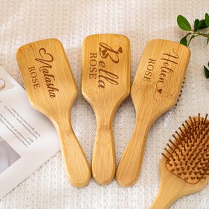 Personalised Engraved Bamboo Paddle Hairbrush,Wedding Wooden Comb,Custom Name Airbag Brush,Keepsake Gifts,Birthday Gifts for Her,Bridesmaid