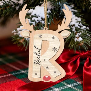 Personalized Wooden Initial Name Christmas Tree Ornaments, Christmas 2025, Hanging Ornaments, Family Holiday Gift, Christmas Keepsake Gift