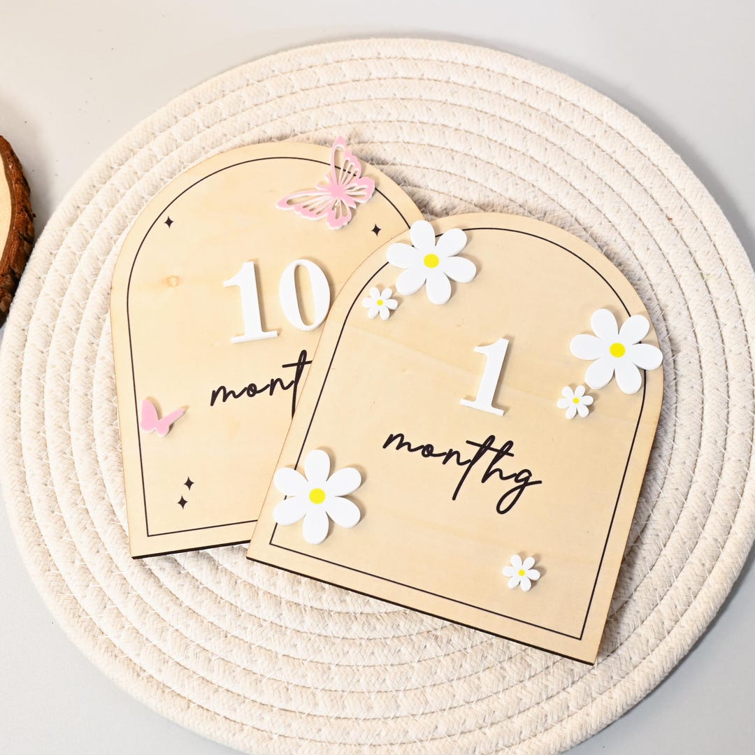 SVG Daisy Flower Arched Monthly Milestone Marker, Baby Laser Cutting ...