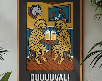 Jaguar Football Poster: Vintage Jacksonville Comic Book Art, Man Cave Decor