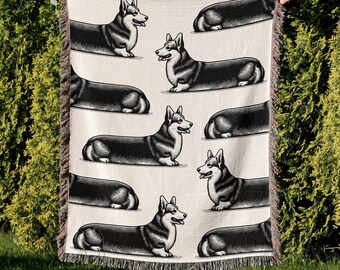 ロイヤルコーギーブランケット ソファや寝具用の織りブランケット