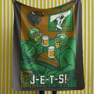 New York, Sherpa Fleece Blanket, Jet, Gifts for him, Christmas Gift, Football Blanket, New York Blanket, Jet Blanket, Unique NY Gift For Dad