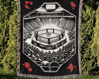 MMA Arena vävd filt, Fighting Fan-dekor, Tillverkad i USA