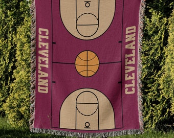 Cleveland Basketball Woven Blanket, Cavalier Fan Gift, USA Cotton Throw